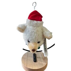 Vintage Christmas Plush Bear Door Knob Cover w/Tag 1980s Holiday Decor Retro